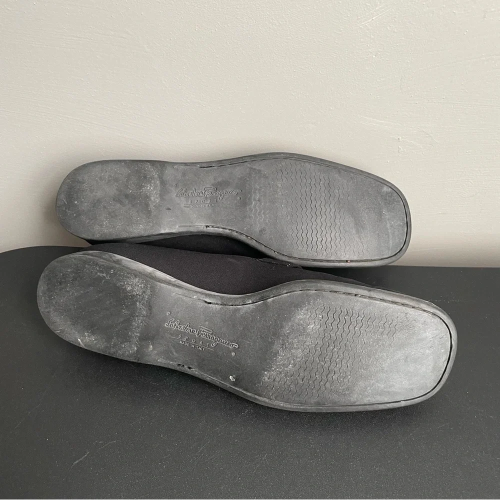 Salvatore Ferragamo Sport Black Fabric Logo Bit Loafers Shoes Made in Italy 9.5 - Picture 12 of 12